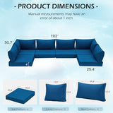 HOMREST Outdoor Replacement Cushions for Patio Furniture,Water-Repellent Sofa Cushions for 6-Seat Rattan Wicker Sectional Patio Conversation Sets,14-Piece Cushions Set for Outdoor Couch（Blue） HOMREST