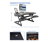 Rocelco 46" Height Adjustable Corner Standing Desk Converter - Quick Sit Stand Up Dual Monitor Riser - Gas Spring Assist Tabletop Computer Workstation - Large Keyboard Tray - Black (R CADRB-46) Rocelco