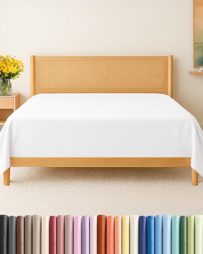 Full Size Flat Sheet - Hotel Quality Top Flat Bed Sheet Only - Ultra-Soft, Comfy, Breathable & Cooling - Fade & Wrinkle Free - Easy-Care, Stain & Shrink Resistant Bedding - Easy-Fit & Oeko-Tex - White CGK Unlimited