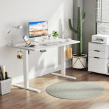 Smug Adjustable Height Standing Desk Electric Sit Stand Up Down Computer Table Ergonomic Rising Modern Lift Motorized Gaming Desktop Workstation for Work Home Office, 40" L X 24" W, White SMUG