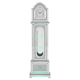 Acme Noralie Wood Frame Grandfather Clock with LED in Mirrored and Faux Diamonds Acme