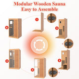 ROCSUMOO Infrared Sauna for 1 Person, Wooden Dry Sauna Room with backrest, 960W/120V Low EMF Indoor Saunas with Control Panel, 7-Color Therapy&Timer, Bluetooth Speakers for Home ROCSUMOO