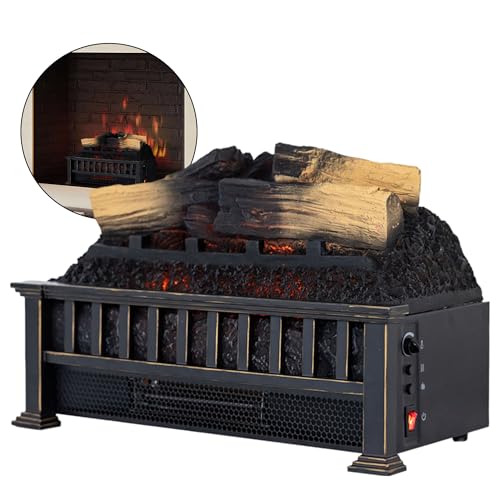 Country Living Electric Fireplace Logs, 20” LED Electric Fireplace Inserts with Infrared Heater, Electric Heater Heats up to 400 Sq. Ft., Remote Controlled Infrared Heaters for Indoor Use, Log Set Country Living