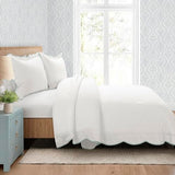 Lush Decor Coastal Chic Scalloped Edge Comforter Set, 3 Piece Set Full/Queen, Blue & White - Queen Bedding Set - White Comforter - Coastal Decor Lush Decor