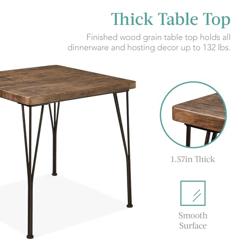 Best Choice Products 3-Piece Dining Set Modern Dining Table Set, Metal and Wood Square Dining Table for Kitchen, Dining Room, Dinette, Breakfast Nook w/ 2 Chairs - Dark Brown Best Choice Products
