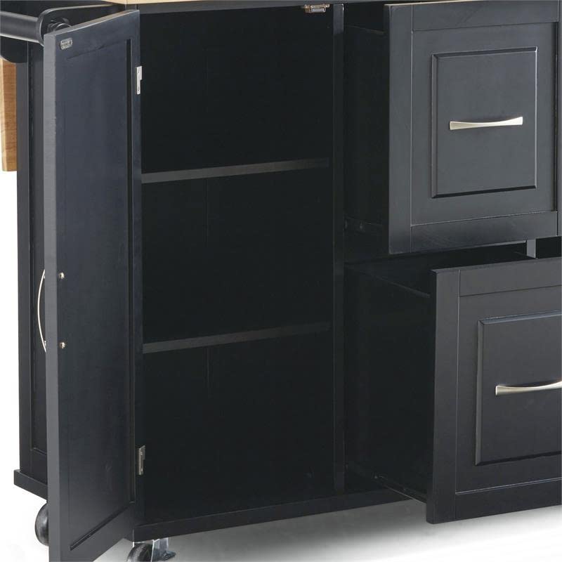 Pemberly Row Modern/Contemporary Wood Kitchen Cart in Black Pemberly Row