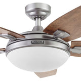 Honeywell Ceiling Fans Carmel Modern 48 Inch Ceiling Fan with Light, Remote Control Fan, LED Indoor Fan with 5 Blades, Gray Oak and Brown Chestnut Blade Finish Options, Silver (51627-01) Honeywell