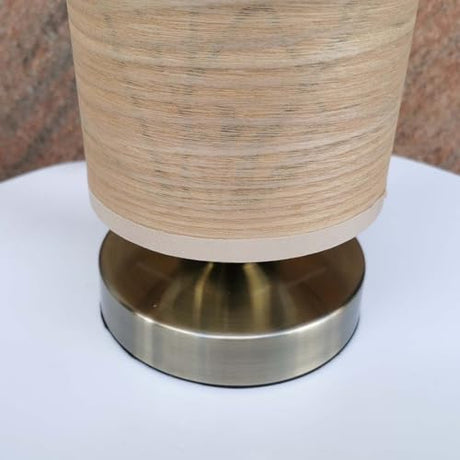 Bieye L10272 Birds in The Tree Wooden Style Table Lamp Night Light with Wood Lampshade Bronze Metal Base for Bedside Bedroom Living Room, Cylinder-Shaped (Bronze) Bieye