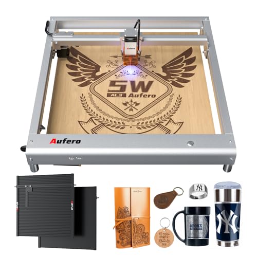 Aufero Laser Engraver Machine 5W Output Power, DIY Laser Engraver Laser Cutter and Engraver for Wood and Metal, Paper, Acrylic, Glass, Leather（5W） Aufero
