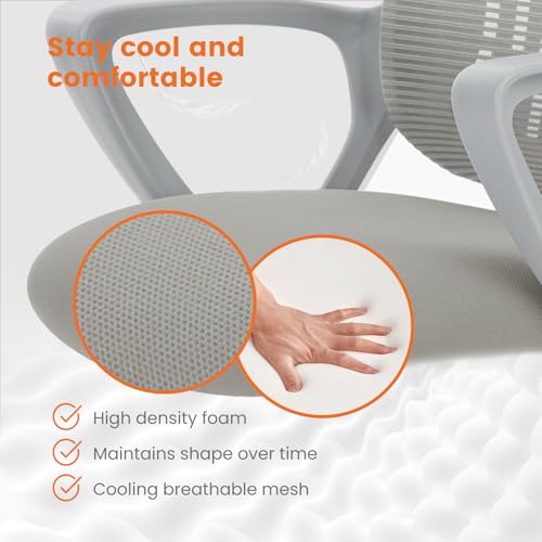 Sweetcrispy Home Office Managerial Executive Chair, Ergonomic Mesh Adjustable Swivel Mid-Back Chair with Comfortable Lumbar Support, Comfy Arms for Bedroom,Study,Student Sweetcrispy