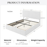 SHA CERLIN Full Size Bed Frame, Velvet Upholstered Platform Bed, Vertical Channel Tufted Adjustable Headboard, Low Profile Bed Frame, No Box Spring Needed, Easy Assembly, White SHA CERLIN