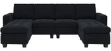 Belffin Velvet U Shaped Sectional Sofa Couch with Storage Ottoman Convertibel Sectional Sofa with Reversible Chaises Black Belffin