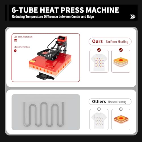 LyeXD 16x20 Inch Auto Heat Press Machine with Slide Out Function, Heat Transfer Machine T-Shirt Heat Press Machine,Red Clamshell Heat Press for T Shirts, Puzzles, Mouse Pads, Mugs, Phone Cases LyeXD