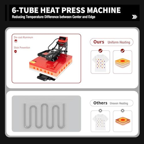LyeXD 16x20 Inch Auto Heat Press Machine with Slide Out Function, Heat Transfer Machine T-Shirt Heat Press Machine,Red Clamshell Heat Press for T Shirts, Puzzles, Mouse Pads, Mugs, Phone Cases LyeXD