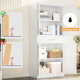 TaskStorz 71" Tall Kitchen Pantry Cabinet, Metal Kitchen Pantry Storage Cabinet with Drawer and 2 Adjustable Shelves, Freestanding Pantry Cupboard for Living, Dining Room, White TaskStorz