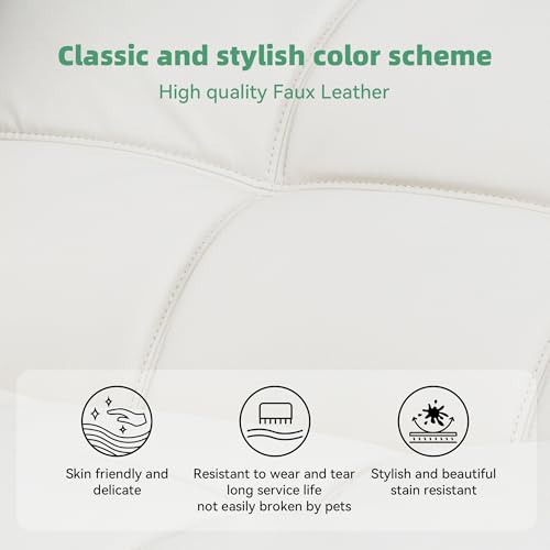 Opoiar 71" L Covertible Futon Sofa Bed,Faux Leather Futon Couch, Memory Foam Modern Loveseat Sleeper, Small Splitback Sofa Couches for Living Room,RV,Home Office,Apartment,White Opoiar