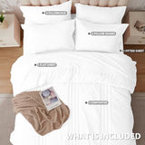 Velorose Queen Comforter Set White - Bed in a Bag Queen Size 7 Pieces, Soft Bedding Set for All Seasons, Premium Queen Comforter Set with Comforter, Sheets, Pillowcases & Shams Velorose