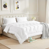 HOMTEC Duvet Insert Cotton Comforter California King Size White Down Alternative Fill 100% Cotton Shell Quilted Fluffy Comforter Lightweight All Season 8 Corner Tabs Durable Breathable Noiseless HOMTEC
