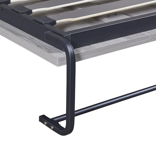 Ball & Cast Murphy Bed Full Size,Hideaway Beds Chest with Wardrobe,can be Folded,Wall Bedframe w/Wood Slat Support,No Box Spring Needed,for Bedroom Apartment,Grey Ball & Cast