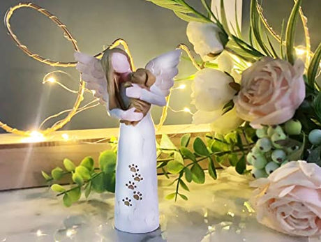 Waifugal Dog Memorial Gifts for Loss of Dog, Pet Memorial Gifts, Resin Angel Statues,Sculpting Angels，Pet Sympathy Gifts(White) Waifugal