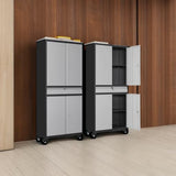 Metal Garage Storage Cabinet with 4 Wheels and 1 Drawer,Gray Rolling Garage Cabinet with Locking Doors and Adjustable Shelves,73" Mobile Tall Large Metal Storage Cabinet for Home,Office,Garage,Shop SISESOL