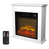 Zokop 25''W Freestanding Electric Fireplace Stove Space Heater with Realistic Flame, Wood Mantel, Remote Control for Home Room Indoor, 1500W-Black Zokop