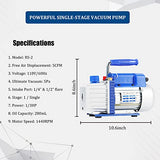 9 Gallon Tempered Glass Vacuum Chamber with Two Rubber Seals, 33L Stainless Steel Degassing Chamber Kit with 5 CFM 1/3HP Single Stage Vacuum Pump Without Oil, Perfect for Stabilizing Wood P PBAUTOS