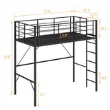 Debercu Twin loft Bed 75 inch High with High Guardrail,Space Saving Bedframe with Wide Ladder Rungs,No Sagging,Allow 12 inch Mattress Sturdy Metal Bed,Black Debercu