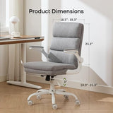amseatec Office Chair Adjustable Desk Chair Mid Back Executive Comfortable Fabric Ergonomic Back Support Home Computer Chair with Padded Flip-up Armrest Swivel Wheels (Cement Gray) amseatec