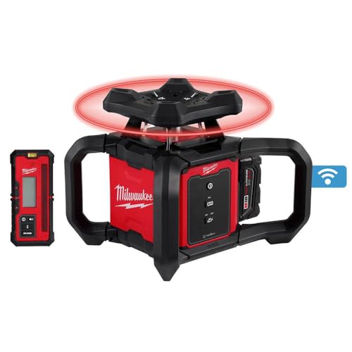 Milwaukee M18 Red Exterior Rotary Laser Level Kit w/Receiver, Tripod, & Grade Rod Milwaukee