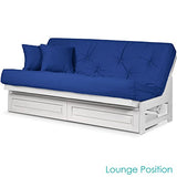 Nirvana Futons Arden Armless White Wood Futon with Bottom Drawers (Frame Only), Full or Queen Size - Solid Hardwood Sofa Bed Frame Construction, Space Saving Design Ideal for Small Rooms and Dorms Nirvana Futons