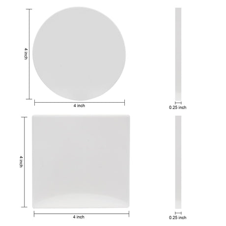 48 Pack Sublimation Blanks Coasters Bulk, 4 Inch Glossy White Glazed Ceramic Tiles Bulk with Cork Backing Pads, Heat Transfer Cup Mat for DIY Crafts Home Kitchen Decor (Square 48PCS) Geemax