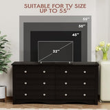 YESHOMY Dresser with 6 Drawer, Wood Wide Chest Storage Organizer and TV Stand for Living Room, Hallway, Dormitory, Brown YESHOMY
