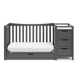 Graco Remi 4-in-1 Convertible Crib & Changer with Drawer (Gray) – GREENGUARD Gold Certified, Crib and Changing -Table Combo, Includes Changing Pad, Converts to Toddler Bed, Daybed and Full-Size Bed Graco