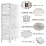 AMBITION LAND Room Divider with Shelves, Privacy Screen, Room Dividers and Folding Privacy Screens, 4 Panel Wood Temporary Wall Partition Separation Separator, Coconut AMBITION LAND