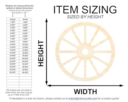 Unfinished Wood Wagon Wheel Shape | Rustic Farmhouse | DIY Craft Cutout | Up to 24" 24" / 1/8"