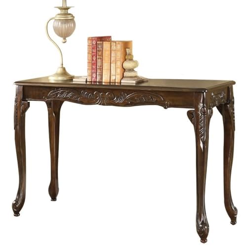 Homes: Inside + Out Charleston Traditional Wood 48 in. Console Table with Cabriole Legs for Living Room, Bedroom, Hallway, Cherry Brown HOMES: INSIDE + OUT