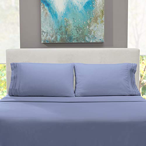 Nestl Full Sheet Set - Luxury 1800 Ultra-Soft Microfiber Full Bed Sheets - Double Brushed - Deep Pockets - Easy Fit - 4 Piece Set - Bedding Sheets & Pillowcases (Full, Stone Blue) Nestl