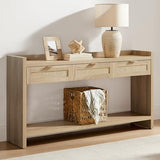 SICOTAS Rattan Console Table for Entryway - Large Boho TV Console Table Entry Table with 3 Storage Drawers, 60" Long Sofa Table Behind Couch for Living Room, Hallway, Foyer SICOTAS