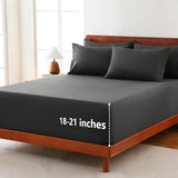 CozyLux Extra Deep Pocket Queen Sheet Set - 6 Piece Sheets Queen Size Bed Set - Fits Up to 21 inches Mattresses Queen Sheets，Breathable Queen Bed Sheets & Pillowcases - Easy & Secure Fit, Dark Grey CozyLux