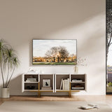 homary Modern TV Stand for TVs Up to 55", Long Entertainment Center with Storage Cabinets TV Console Table for Living Room, Bedroom (Off White, 59.1" W x 15.7" D x 23.6" H) homary