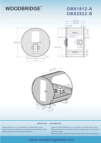 WOODBRIDGE 2-Person Luxury Finland Thermo Pine Outdoor Barrel Sauna with Half View Window, Harvia Electric Heater with Sauna Stone, Sauna Accessories Kit and Asphalt Shingle Roof, 4'x6', OBS1 - WoodArtSupply