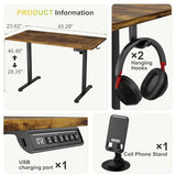 Furmax Electric Standing Desk, 45 x 24 Inches Sit Stand up Desk, Sit Stand Height Adjustable Home Office Desk with 4 Height Position Memory - with Splice Board (Rustic Brown, 45) Furmax