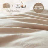 Simple&Opulence French Linen Duvet Cover Set 78" x 86"- 3 Pieces (1 Comforter Cover,2 Pillowcases)- Natural Flax Cotton Blend-Solid Color Breathable Farmhouse Bedding-Linen/Beige, Full Simple&Opulence