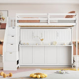 MaiDeHaoo Murphy Bunk Beds Full Bunk Bed with Desk and Storage - White MaiDeHaoo