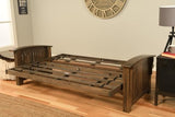 Kodiak Furniture Washington Full Size Futon Frame, Rustic Walnut Hardwood Frame Only, Convertible Couch Base for Living Room and Porch, Mission Style Arms Kodiak Furniture