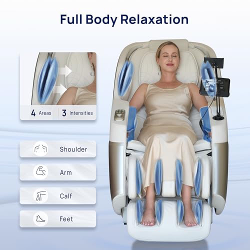 Lifevibe VAT Massage Chair Full Body VibroAcoustic Sonic Wave, SL-Track Zero Gravity Recliner with 25 Auto Modes, Smart Body Scan, Extendable Footrest, Reading Lamp, White Lifevibe