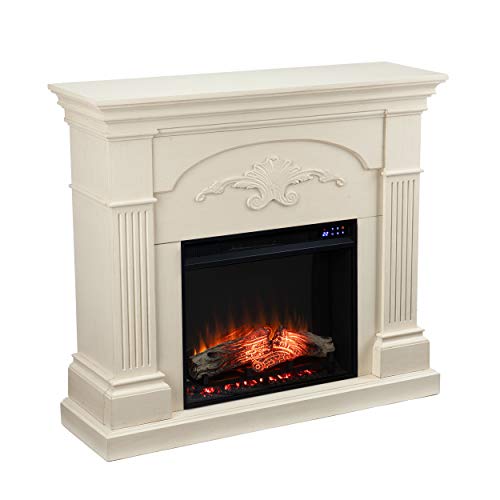 SEI Furniture Sicilian Harvest Traditional Style Electric Fireplace, New Ivory SEI Furniture