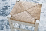 Signature Design by Ashley Mirimyn Farmhouse 23.63" Counter Height Bar Stool with Woven Wicker Seats, 2 Count, White & Light Brown Signature Design by Ashley