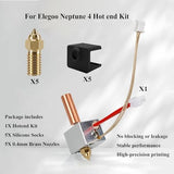 LANKEGU Hotend Heating Block Kit for Neptune 4, 3D Printer Accessories Hotend Heat Block Kit with 5PCS Silicone Socks and 5 PCS Nozzles Only for Elegoo Neptune 4, Neptune 4 Pro LANKEGU